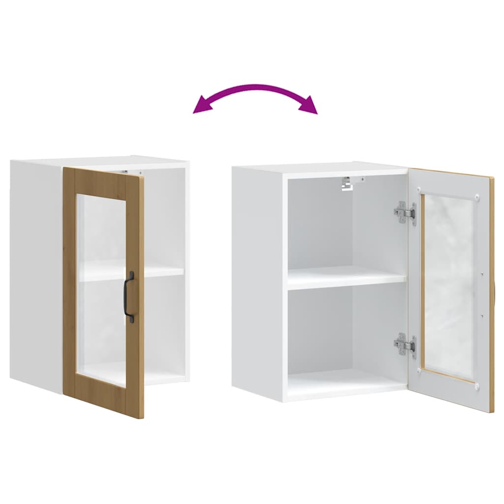 vidaXL Küchen-Hängeschrank mit Glastür Porto Artisan-Eiche