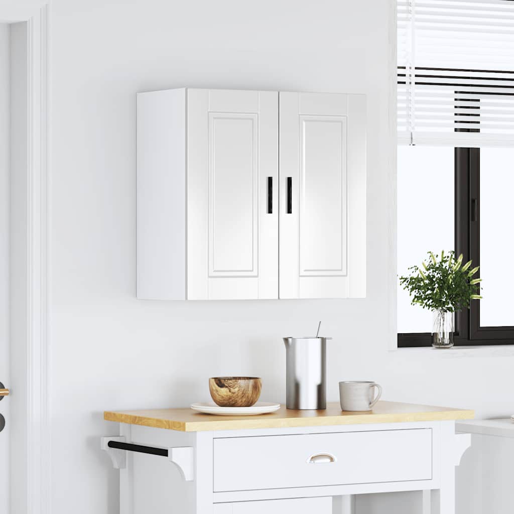 vidaXL Meuble haut de cuisine Porto blanc brillant en bois d'ingénierie
