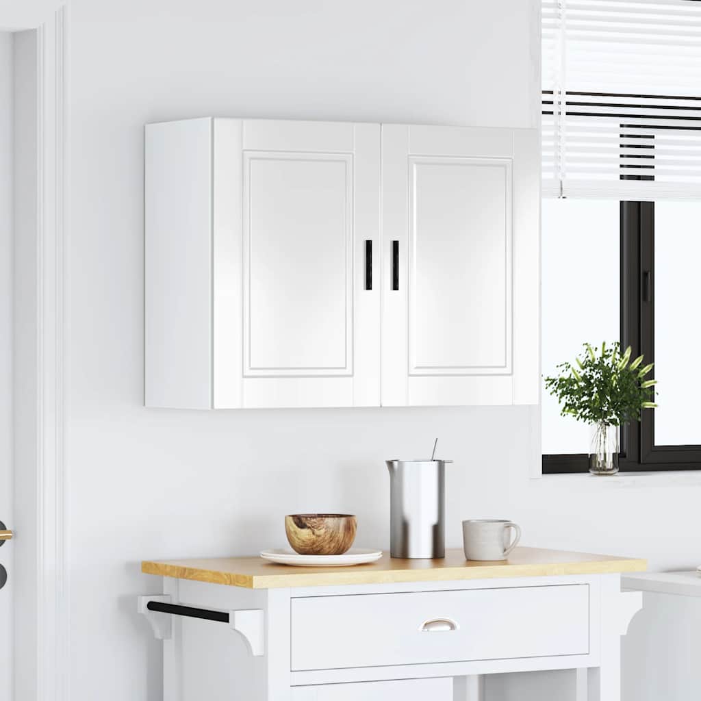vidaXL Meuble haut de cuisine Porto blanc brillant en bois d'ingénierie