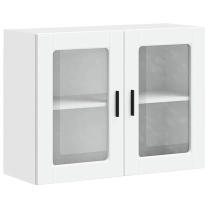 vidaXL Meuble haut de cuisine avec porte vitrée Porto Blanc