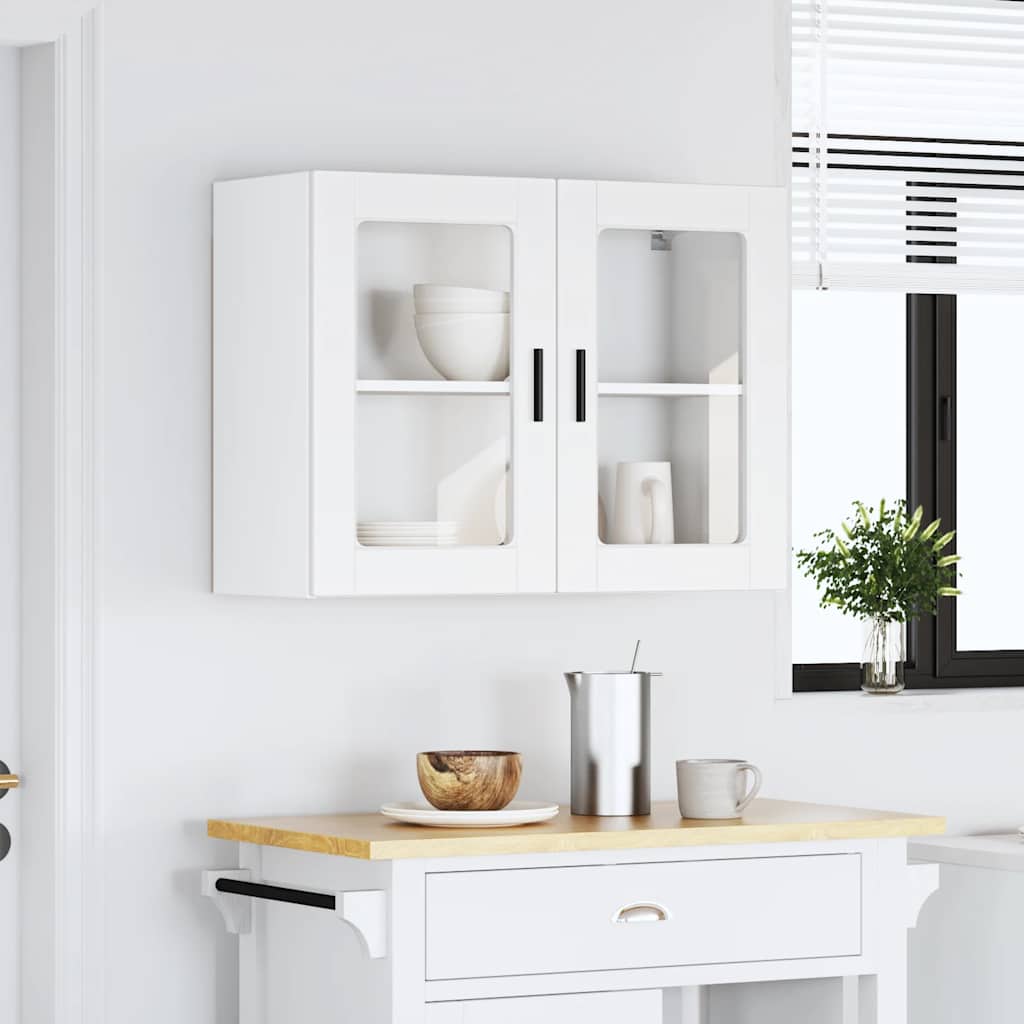 vidaXL Meuble haut de cuisine avec porte vitrée Porto Blanc
