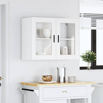 vidaXL Meuble haut de cuisine avec porte vitrée Porto Blanc