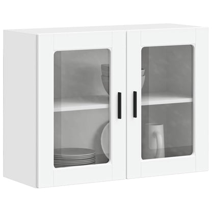 vidaXL Meuble haut de cuisine avec porte vitrée Porto Blanc
