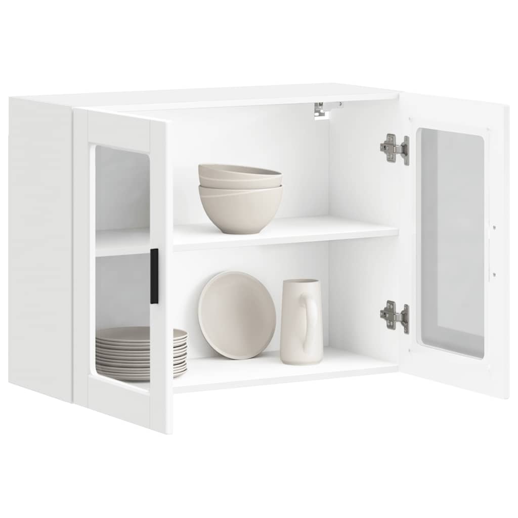 vidaXL Meuble haut de cuisine avec porte vitrée Porto Blanc