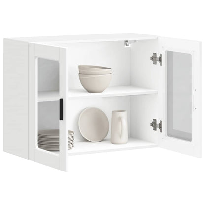 vidaXL Meuble haut de cuisine avec porte vitrée Porto Blanc