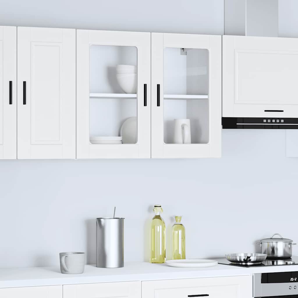vidaXL Meuble haut de cuisine avec porte vitrée Porto Blanc