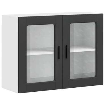 vidaXL Küchen-Hängeschrank mit Glastür Porto Schwarz