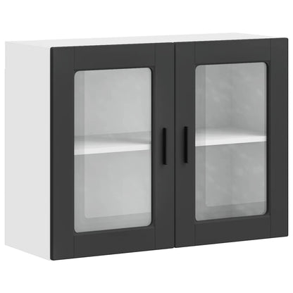 vidaXL Küchen-Hängeschrank mit Glastür Porto Schwarz