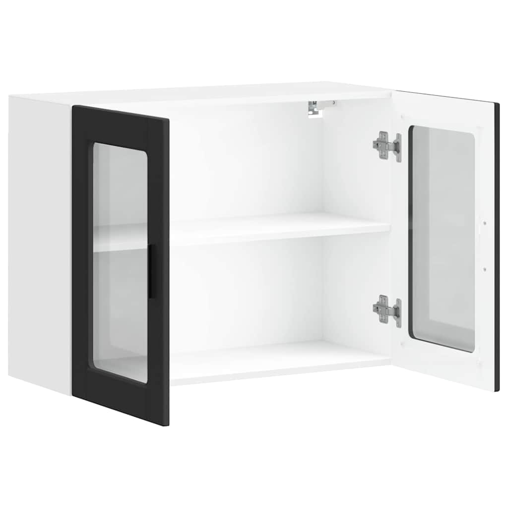 vidaXL Küchen-Hängeschrank mit Glastür Porto Schwarz