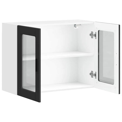 vidaXL Küchen-Hängeschrank mit Glastür Porto Schwarz