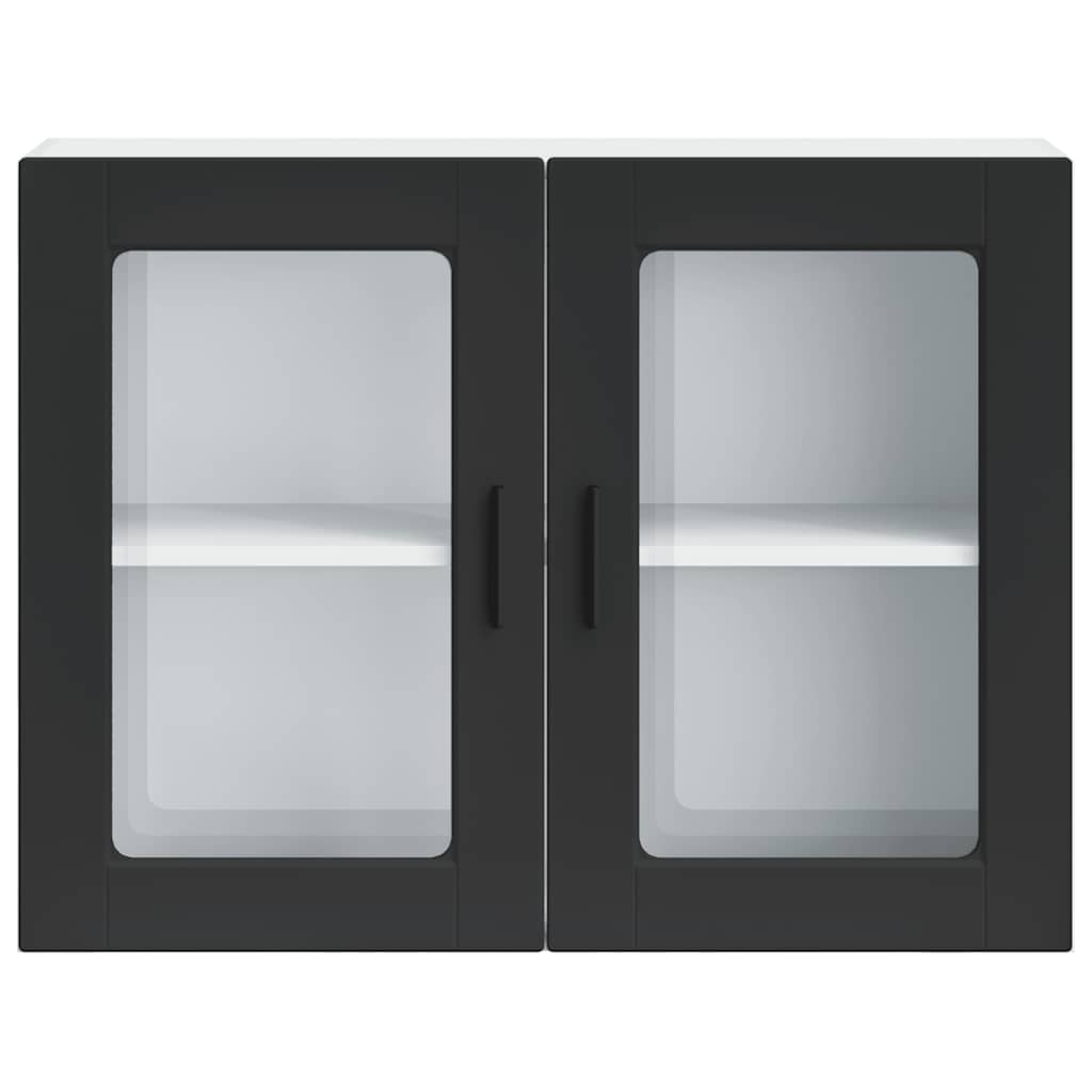 vidaXL Küchen-Hängeschrank mit Glastür Porto Schwarz