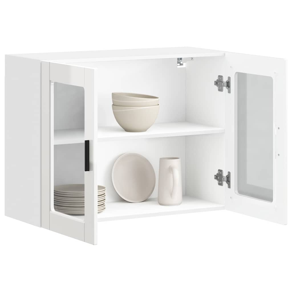 Küchen-Hängeschrank mit Glastür Porto Hochglanz-Weiß
