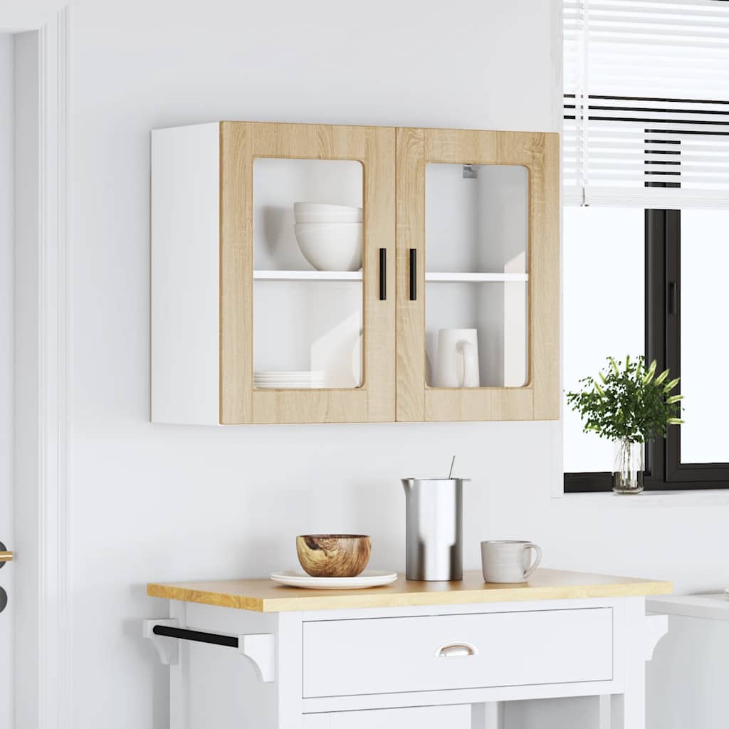 vidaXL Küchen-Hängeschrank mit Glastür Porto Sonoma-Eiche