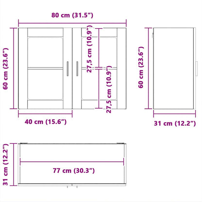 vidaXL Küchen-Hängeschrank mit Glastür Porto Sonoma-Eiche