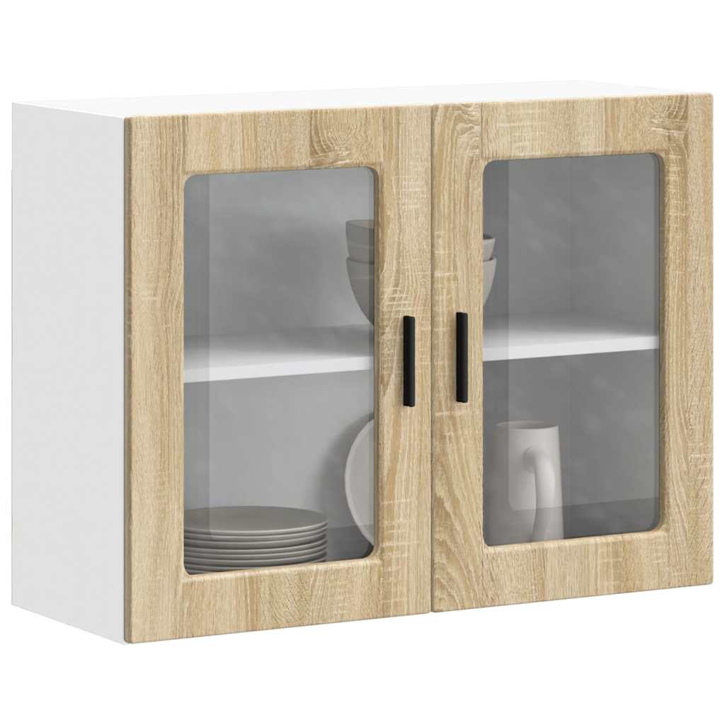 vidaXL Küchen-Hängeschrank mit Glastür Porto Sonoma-Eiche
