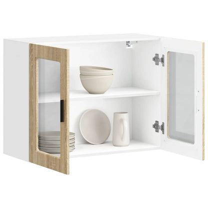 vidaXL Küchen-Hängeschrank mit Glastür Porto Sonoma-Eiche