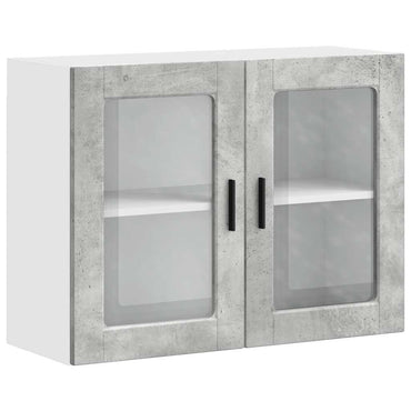 vidaXL Armoire haute de cuisine avec porte vitrée Porto Gris béton