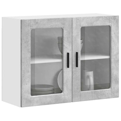 vidaXL Armoire haute de cuisine avec porte vitrée Porto Gris béton