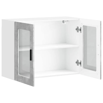 vidaXL Armoire haute de cuisine avec porte vitrée Porto Gris béton