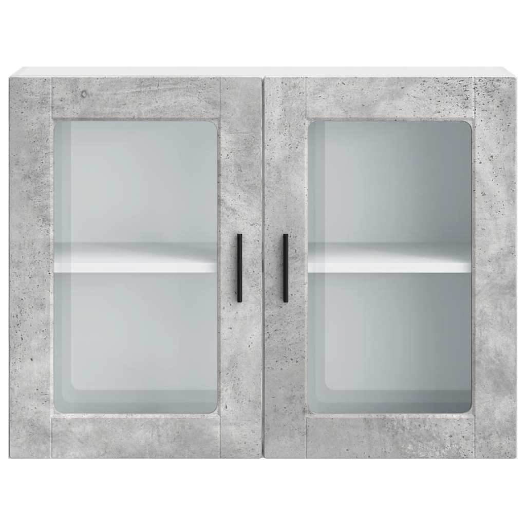 vidaXL Armoire haute de cuisine avec porte vitrée Porto Gris béton