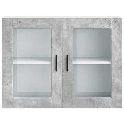 vidaXL Armoire haute de cuisine avec porte vitrée Porto Gris béton