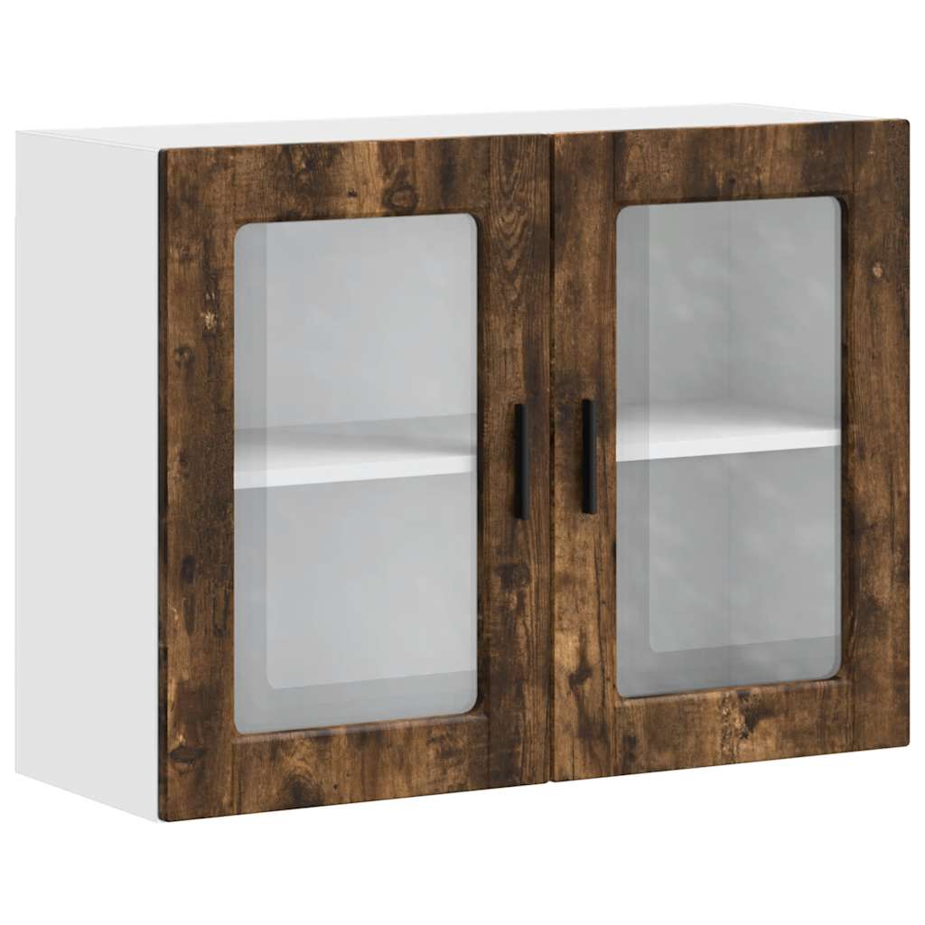 vidaXL Küchen-Hängeschrank mit Glastür Porto Räuchereiche