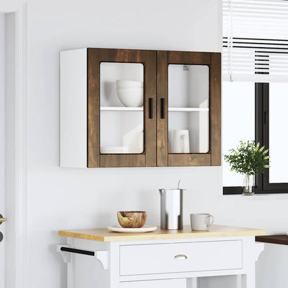 vidaXL Küchen-Hängeschrank mit Glastür Porto Räuchereiche