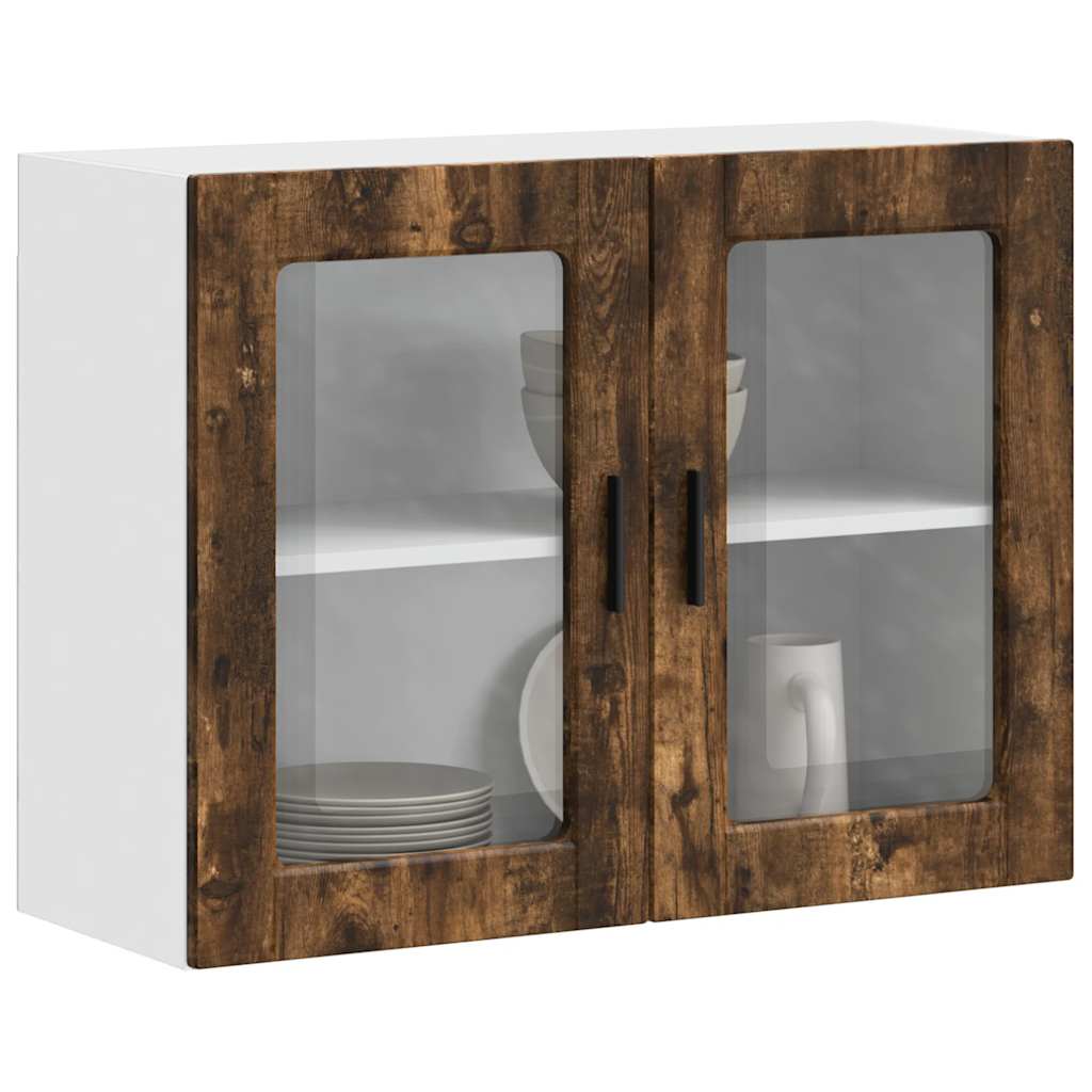 vidaXL Küchen-Hängeschrank mit Glastür Porto Räuchereiche