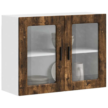 vidaXL Küchen-Hängeschrank mit Glastür Porto Räuchereiche