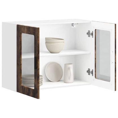 vidaXL Küchen-Hängeschrank mit Glastür Porto Räuchereiche