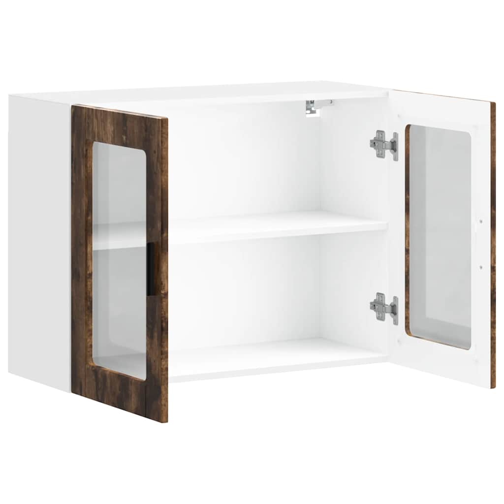 vidaXL Küchen-Hängeschrank mit Glastür Porto Räuchereiche