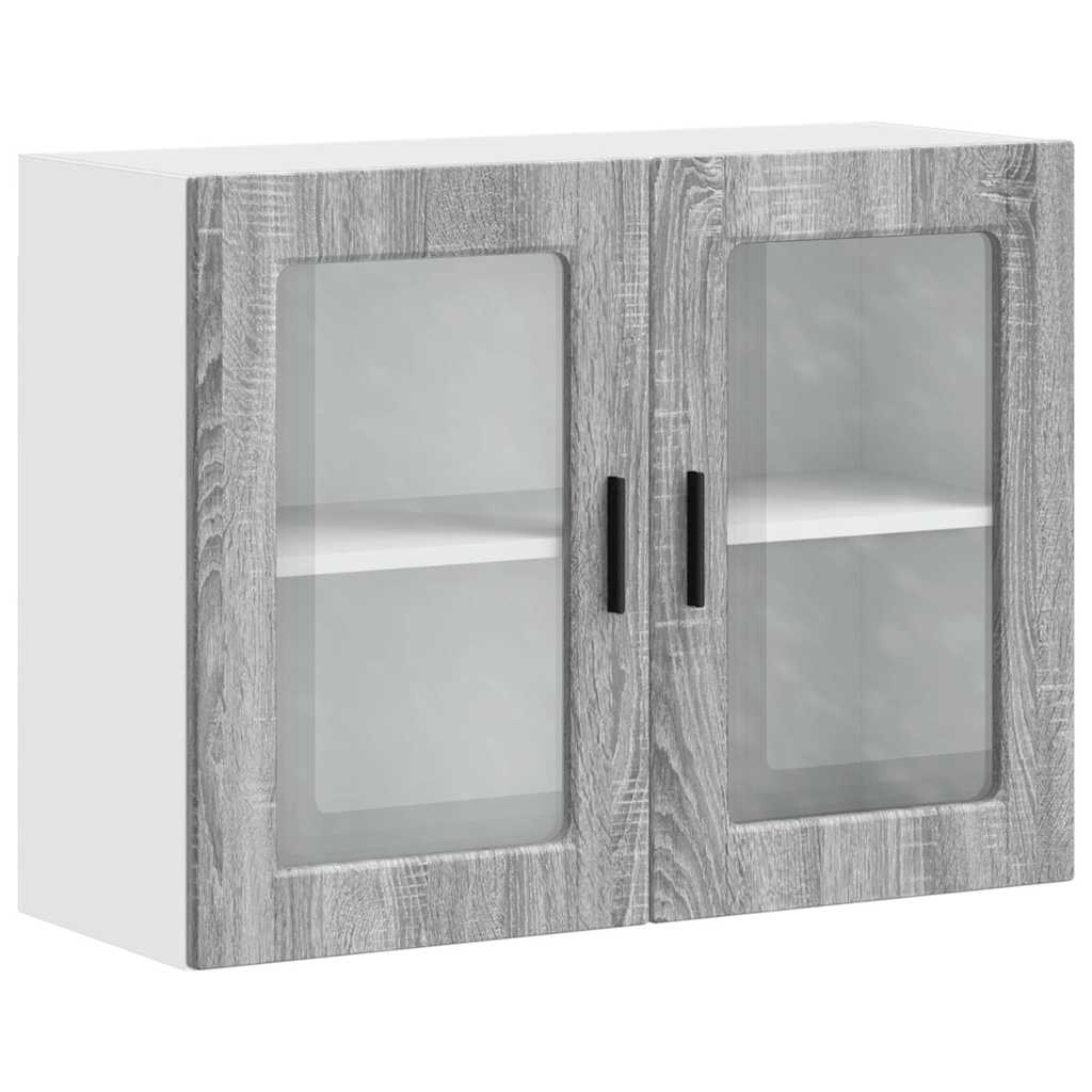 vidaXL Meuble haut de cuisine avec porte vitrée Porto Gris Sonoma