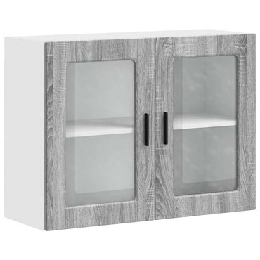 vidaXL Meuble haut de cuisine avec porte vitrée Porto Gris Sonoma