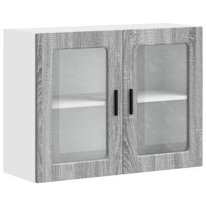 vidaXL Meuble haut de cuisine avec porte vitrée Porto Gris Sonoma