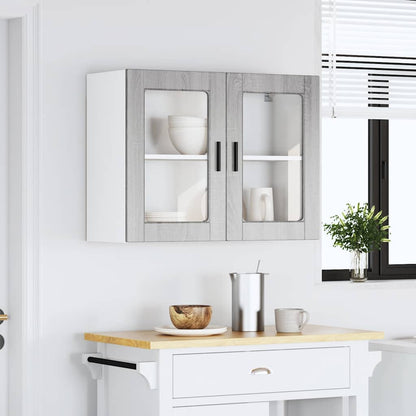 vidaXL Meuble haut de cuisine avec porte vitrée Porto Gris Sonoma