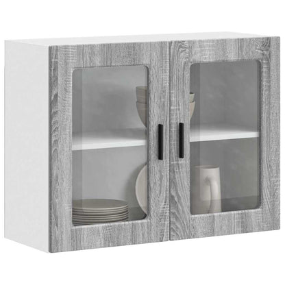 vidaXL Meuble haut de cuisine avec porte vitrée Porto Gris Sonoma