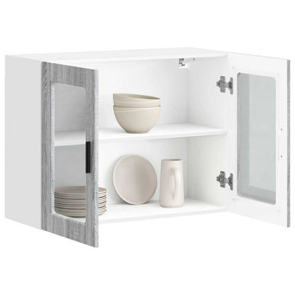 vidaXL Meuble haut de cuisine avec porte vitrée Porto Gris Sonoma
