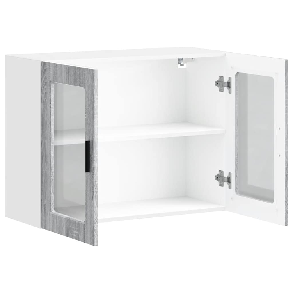 vidaXL Meuble haut de cuisine avec porte vitrée Porto Gris Sonoma