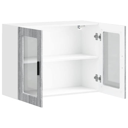 vidaXL Meuble haut de cuisine avec porte vitrée Porto Gris Sonoma