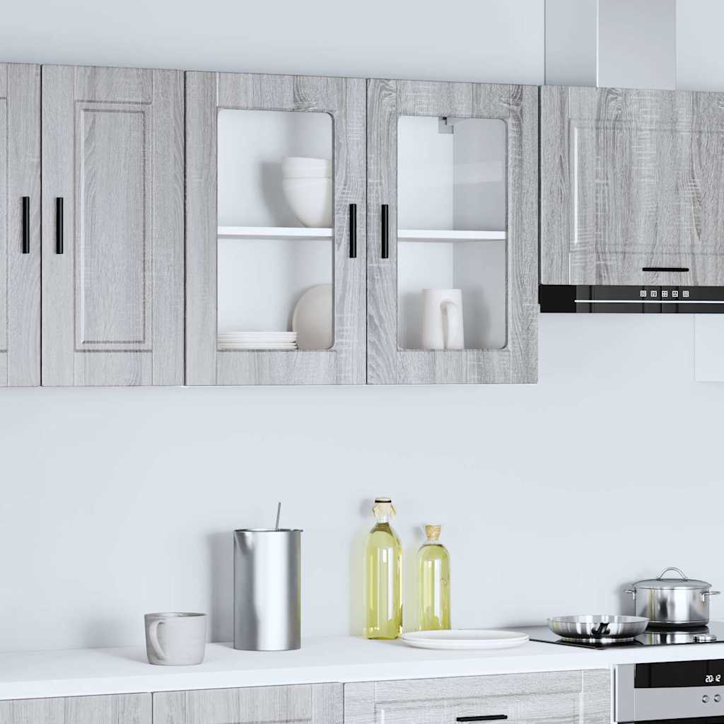 vidaXL Meuble haut de cuisine avec porte vitrée Porto Gris Sonoma