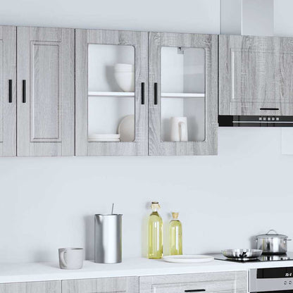 vidaXL Meuble haut de cuisine avec porte vitrée Porto Gris Sonoma
