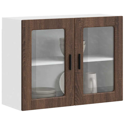 vidaXL Küchen-Hängeschrank mit Glastür Porto Braun Eichen-Optik