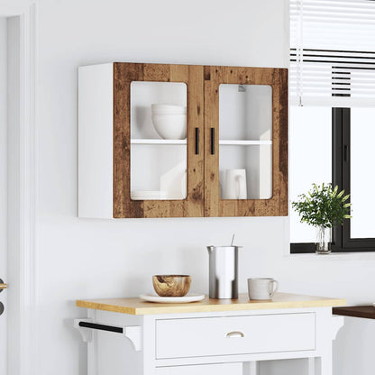 vidaXL Küchen-Hängeschrank mit Glastür Porto Altholz-Optik