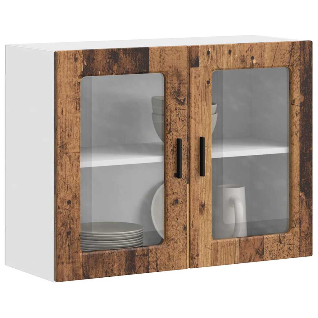 vidaXL Küchen-Hängeschrank mit Glastür Porto Altholz-Optik