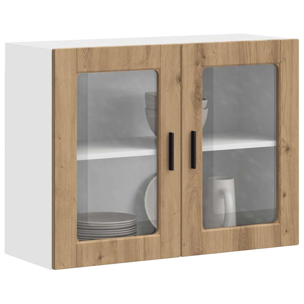 vidaXL Küchen-Hängeschrank mit Glastür Porto Artisan-Eiche