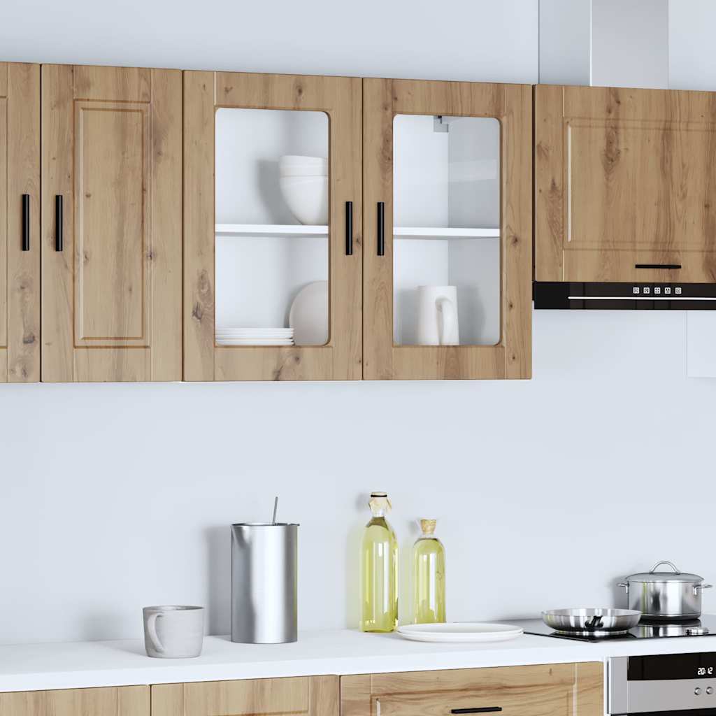vidaXL Küchen-Hängeschrank mit Glastür Porto Artisan-Eiche