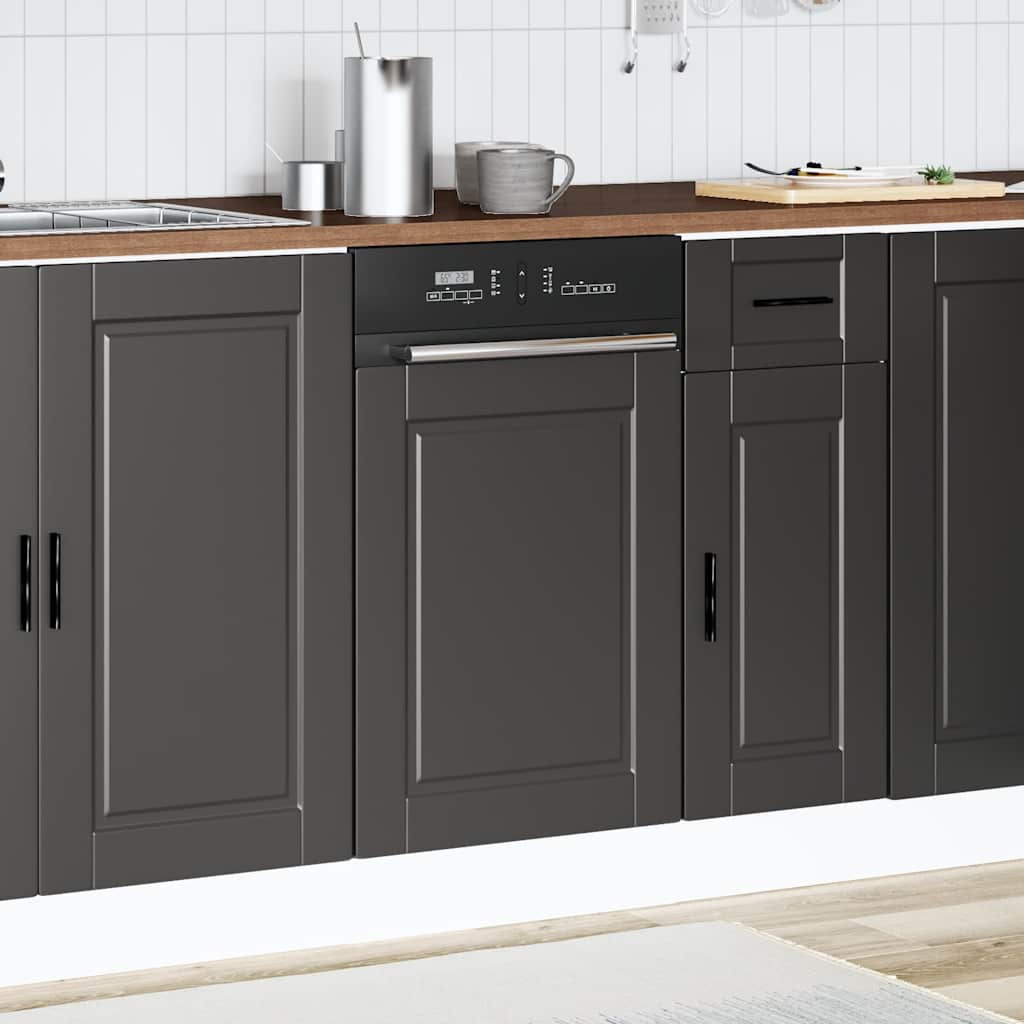 vidaXL Geschirrspülerblende Porto Schwarz 45x1,5x67 cm Holzwerkstoff