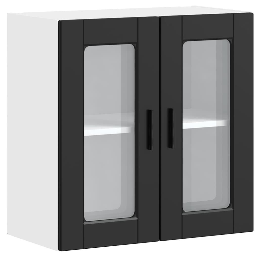 vidaXL Küchen-Hängeschrank mit Glastür Porto Schwarz