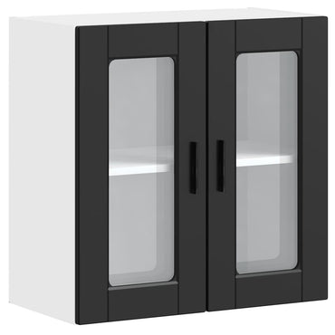 vidaXL Küchen-Hängeschrank mit Glastür Porto Schwarz