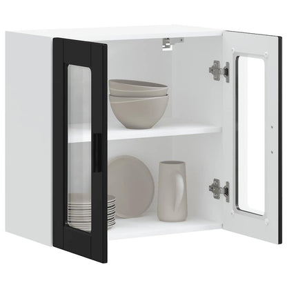 vidaXL Küchen-Hängeschrank mit Glastür Porto Schwarz